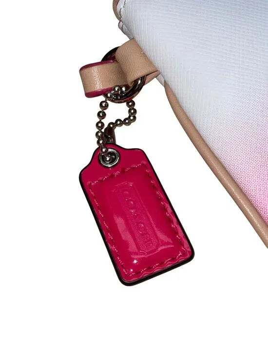 Coach Women’s Pink & White Ombré Leather With Key Lace Detail Wristlet Clutch - Picture 4 of 9